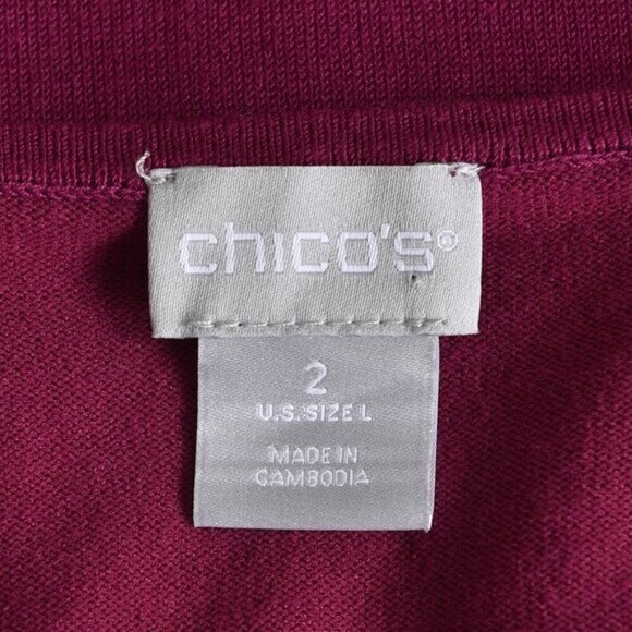 Chico's Dark Pink V-Neck Long Sleeve Rayon Blend Soft Sweater Size 2 - Picture 5 of 8
